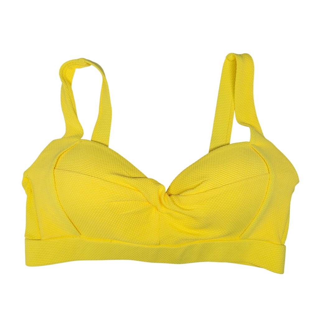 Sol Borne Womens Bikini Top Size Medium Yellow Twist Front Tie Back Retro NEW